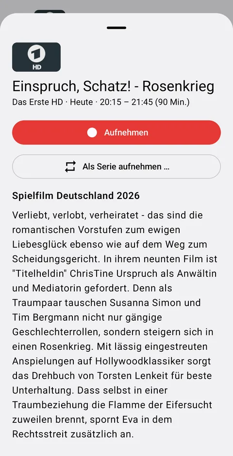 Sendung mit Knopf Aufnehmen